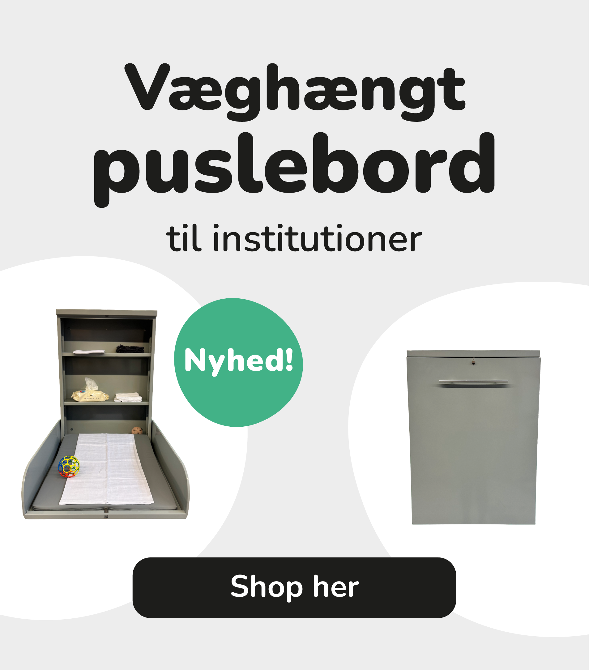 Væghængt puslebord