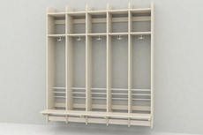 Troldegarderobe m/ bænk 5 sekt.