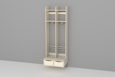 Garderobe m/ skuffer 2 sekt. 15 mm.